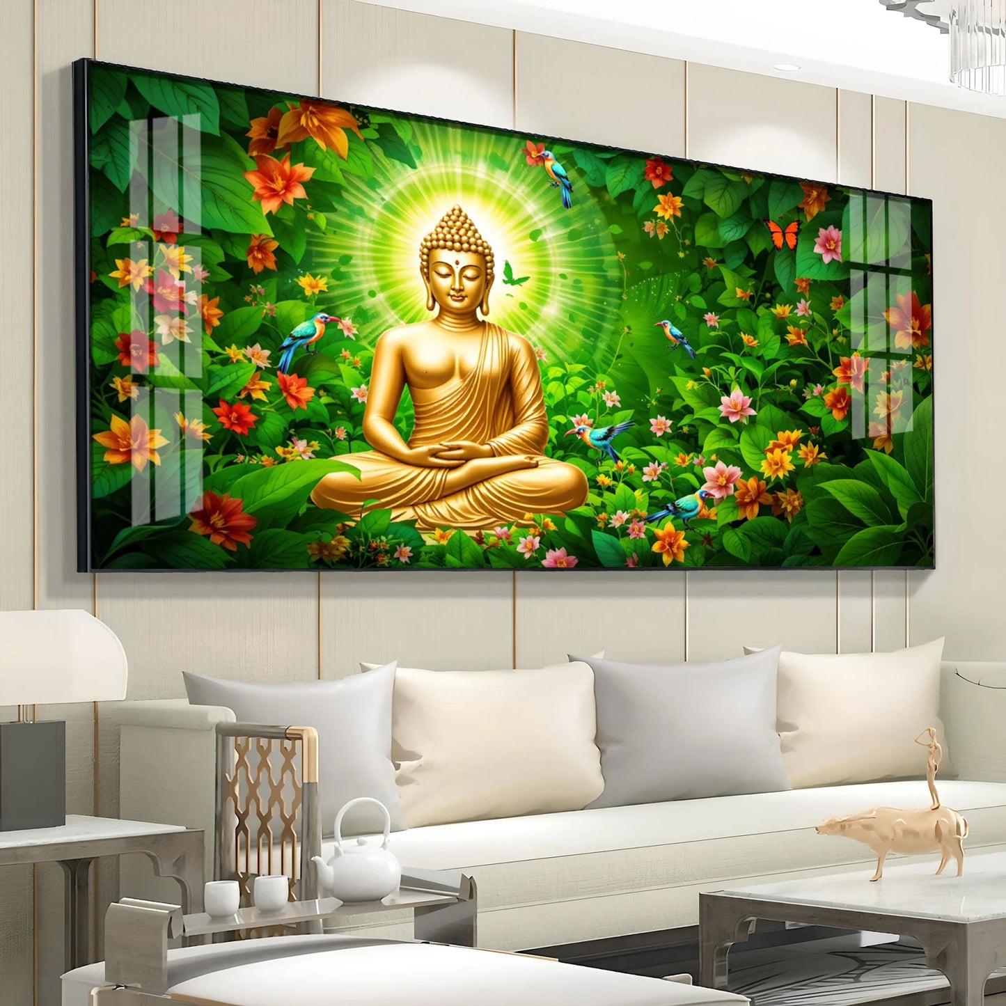 Buddha Bliss Flower Premium Acrylic Horizontal Wall Art