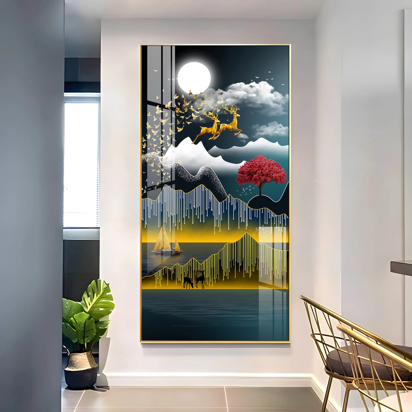 Full Moon Night Premium Acrylic Vertical Wall Art