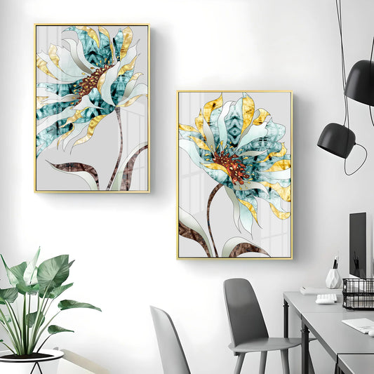 Abstract Colorful Flower Premium Acrylic Vertical Wall Art (Set Of 2)