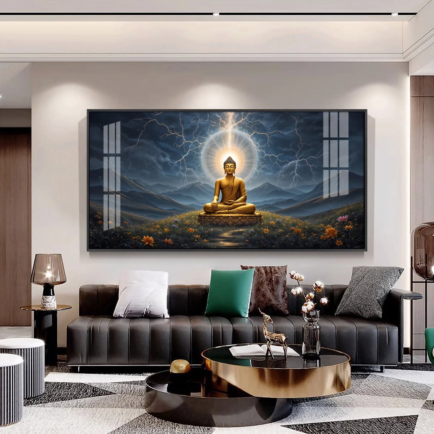 Radiant Buddha Mural Premium Acrylic Horizontal Wall Art