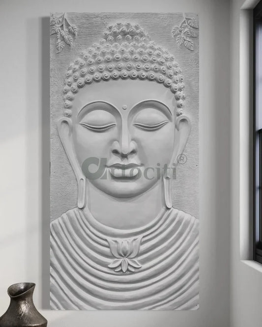 8X4 Feet Serene Buddha Face 3D Relief Mural Wall Art
