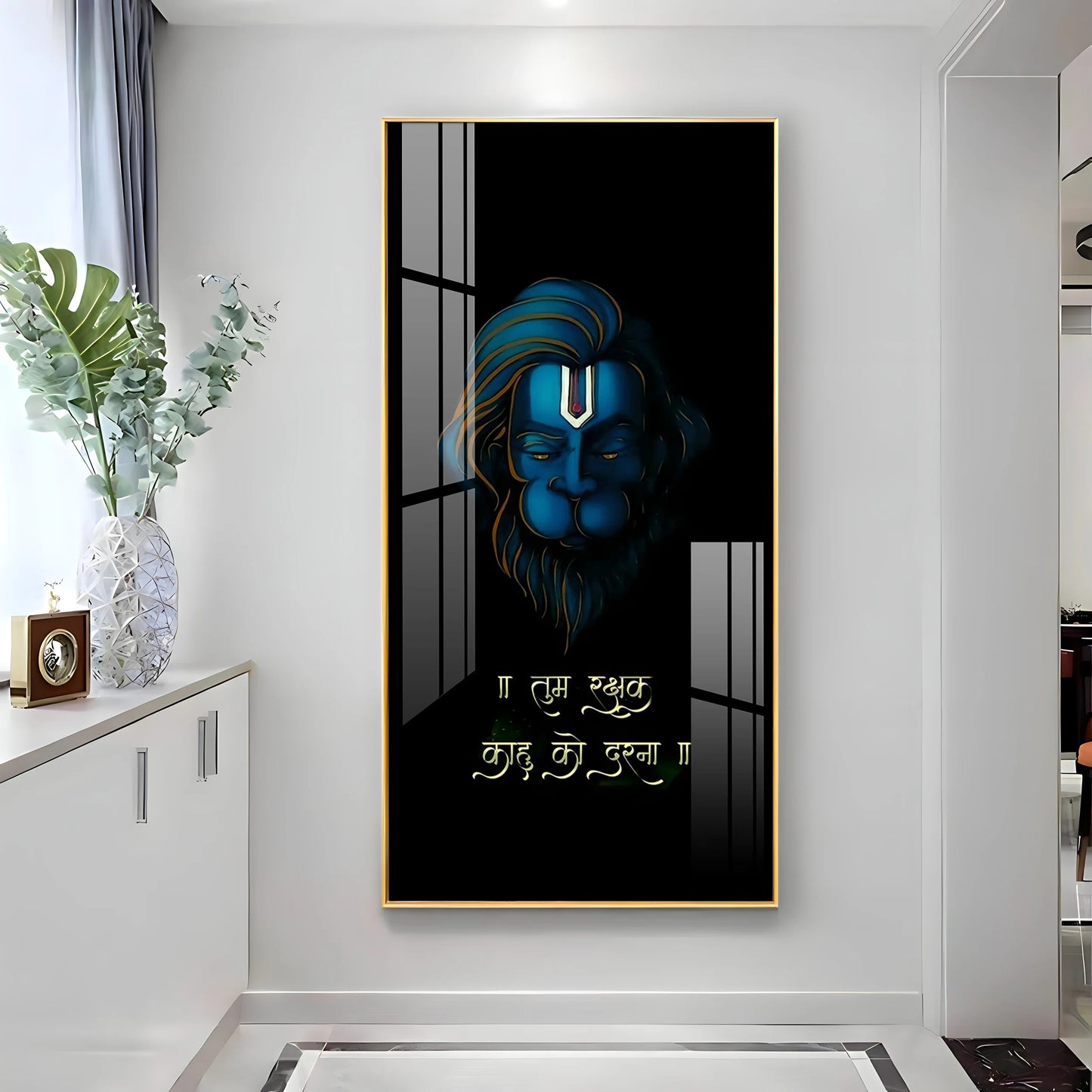 Jai Veer Hanuman Premium Acrylic Vertical Wall Art
