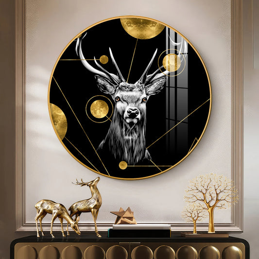 Regal Stag Premium Acrylic Round Wall Art