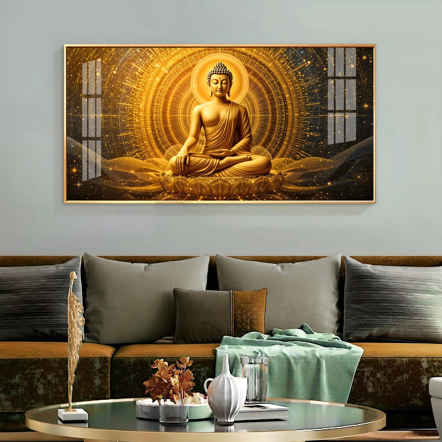 Golden Buddha Bliss Premium Acrylic Horizontal Wall Art
