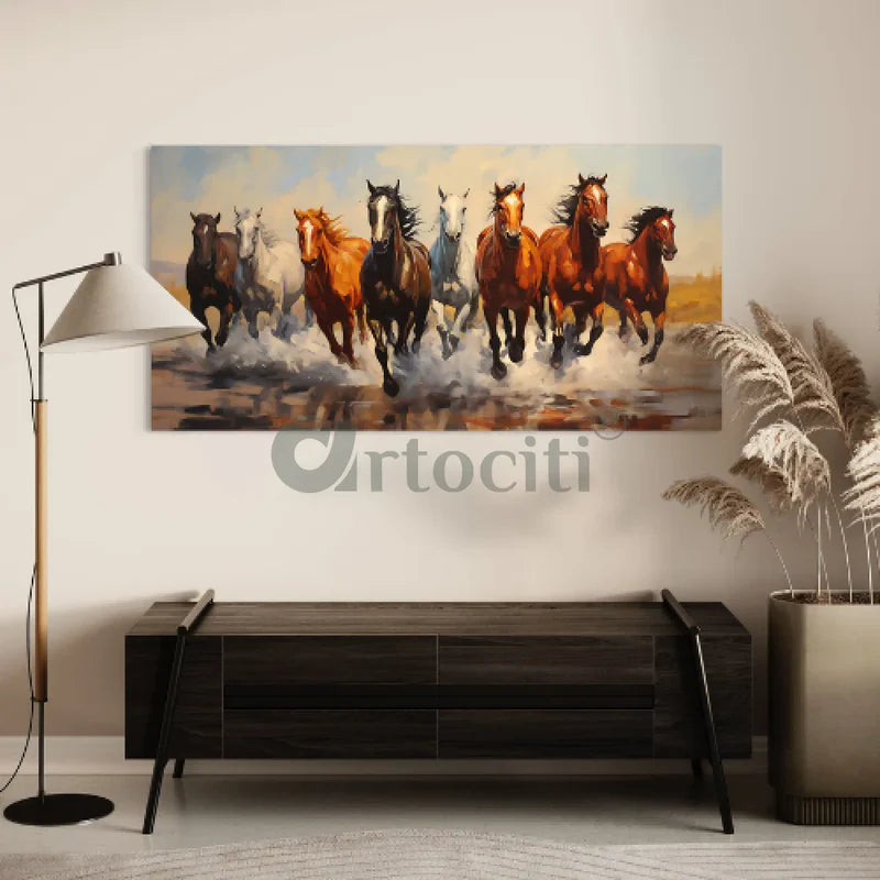 8 Running Horse on Water Canvas Print