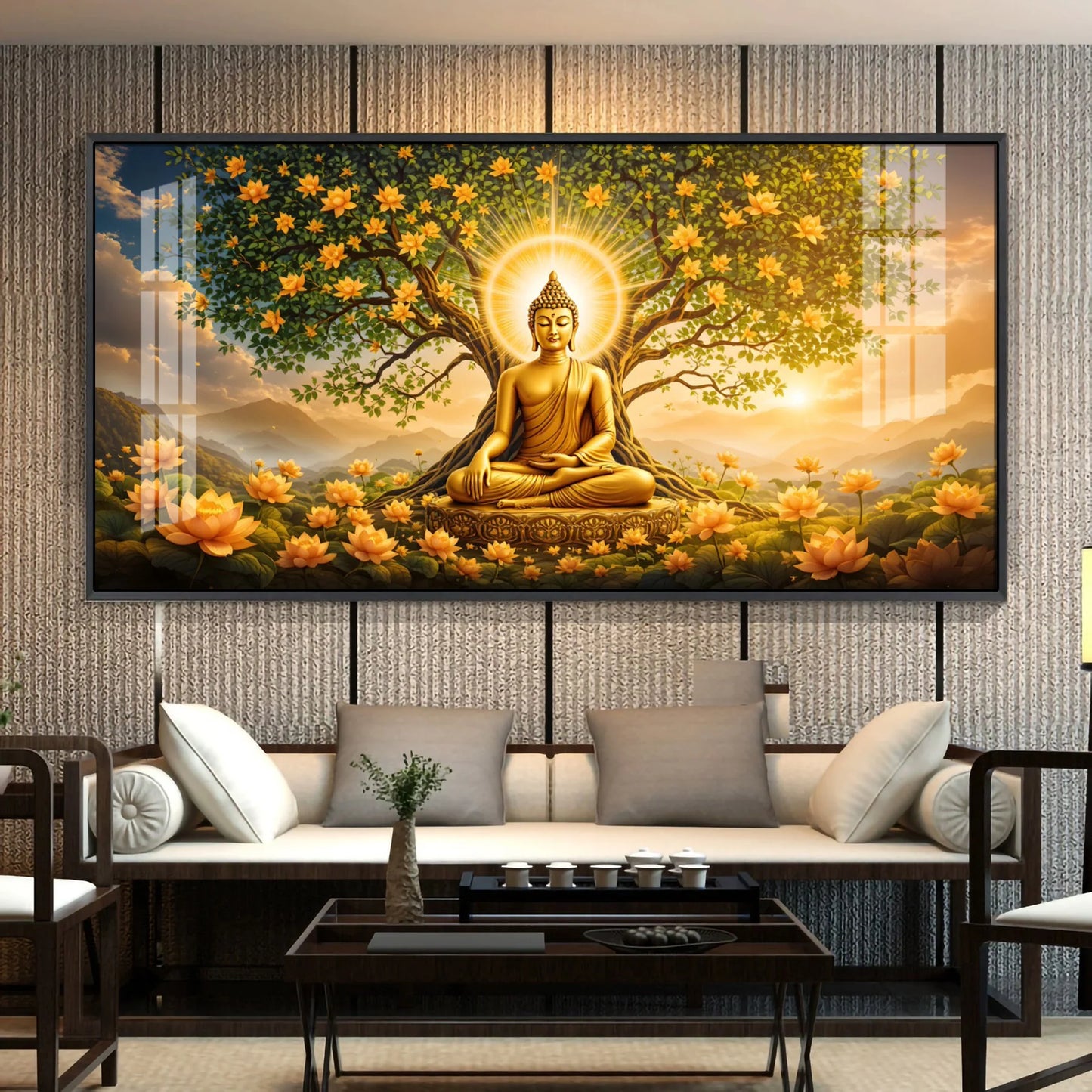 Buddha Meditating In Dayspring Premium Acrylic Horizontal Wall Art