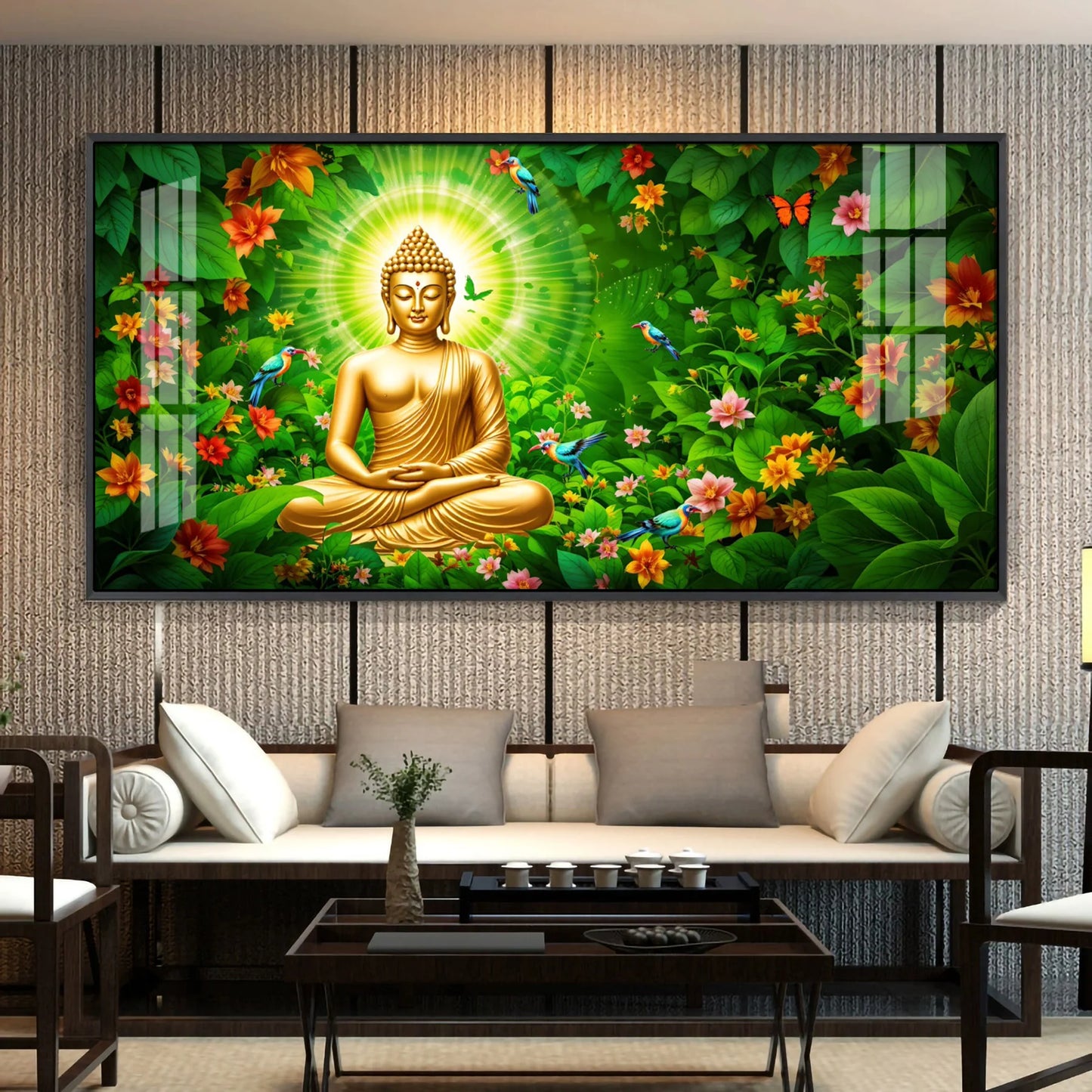 Buddha Bliss Flower Premium Acrylic Horizontal Wall Art