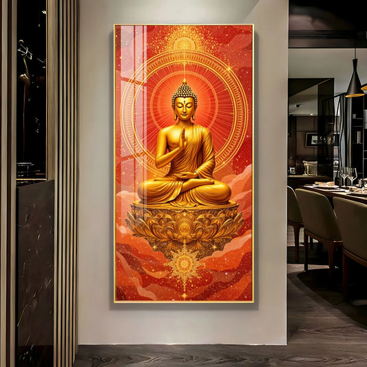 Crimson Buddha Premium Acrylic Vertical Wall Art