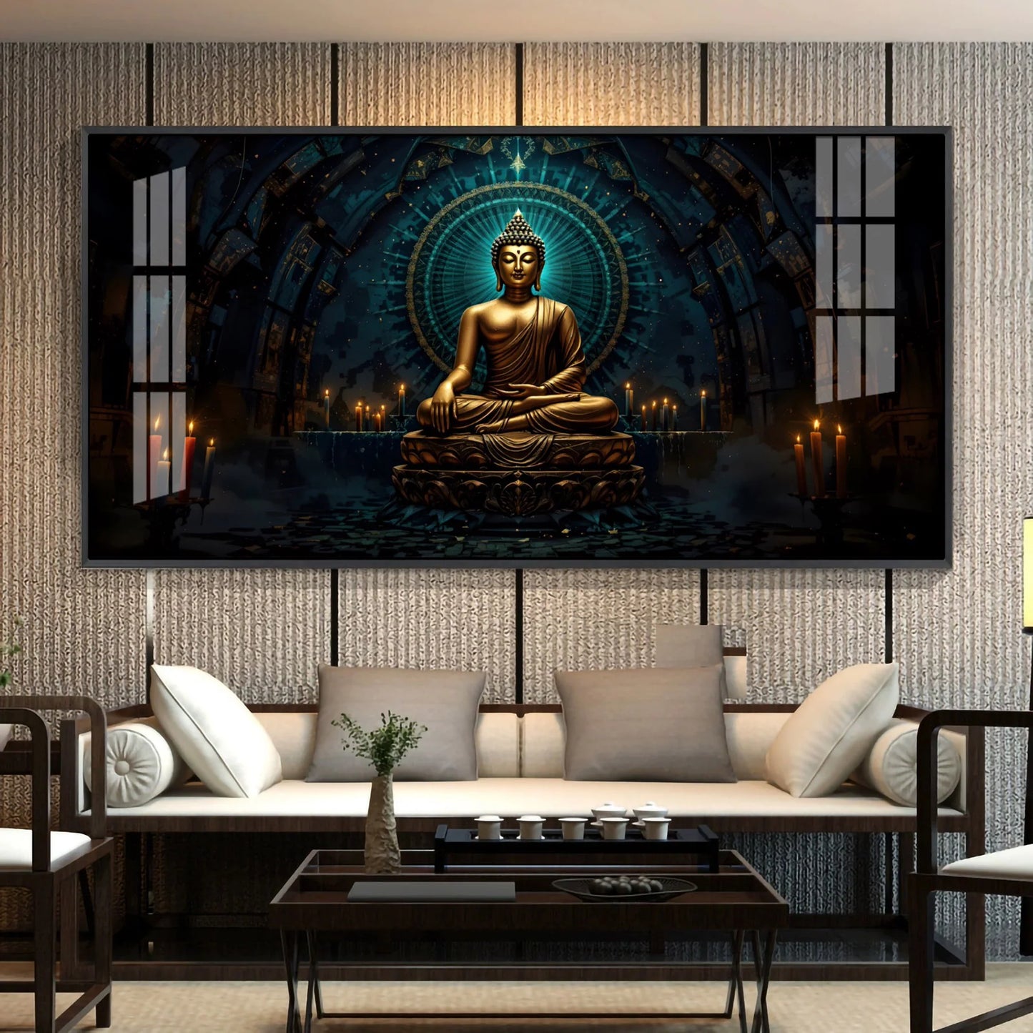 Mindful Living Buddha Premium Acrylic Horizontal Wall Art