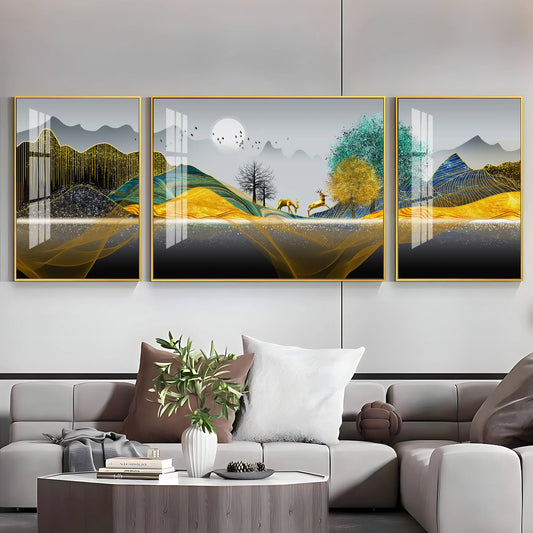 Forest Dawn Luxury Crystal Wall Art (Set of 3)