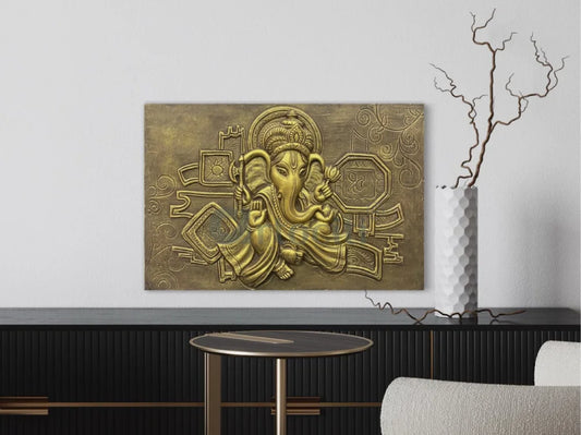 Divine Ganesha 3D Relief Mural