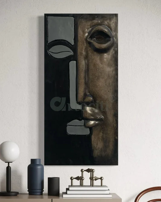 2.5 Feet Modern Abstract Face 3d Relief Mural Wall Art
