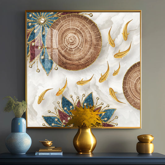 Abaniko Fish Luxury Crystal Square Wall Art