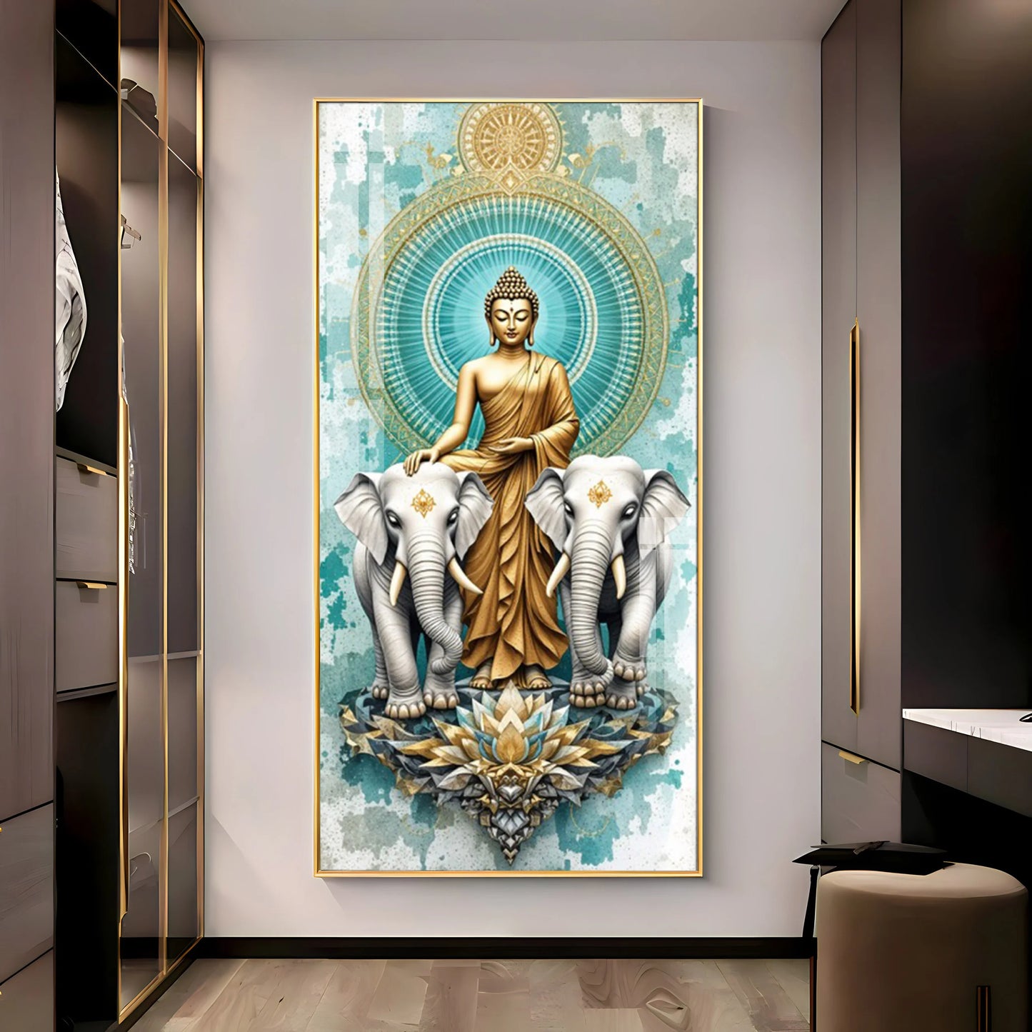 Elephants Mural Premium Acrylic Vertical Wall Art