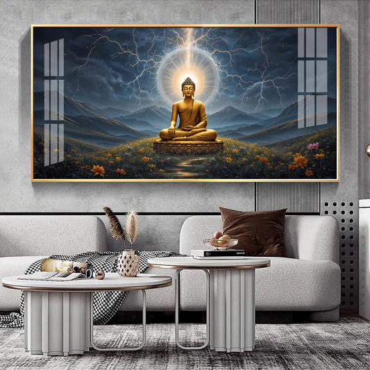 Radiant Buddha Mural Premium Acrylic Horizontal Wall Art