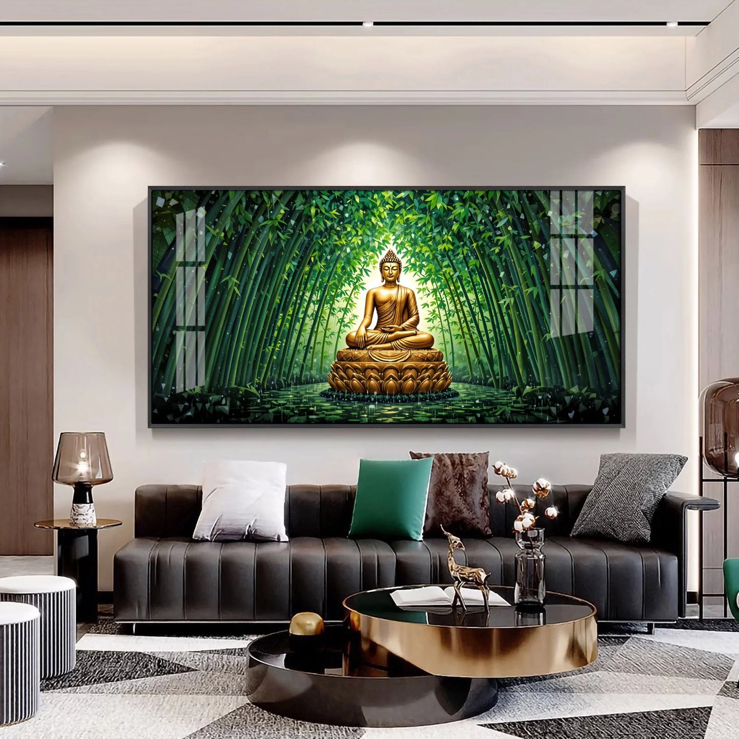 Mindful Buddha In Forest Premium Acrylic Horizontal Wall Art