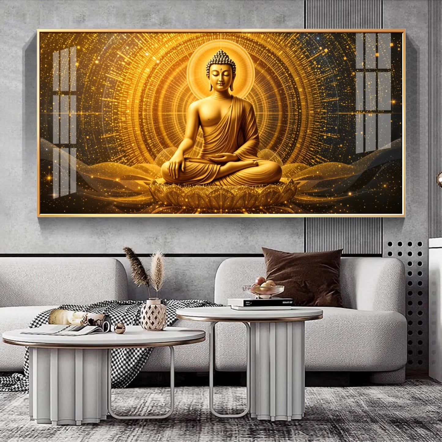 Golden Buddha Bliss Premium Acrylic Horizontal Wall Art