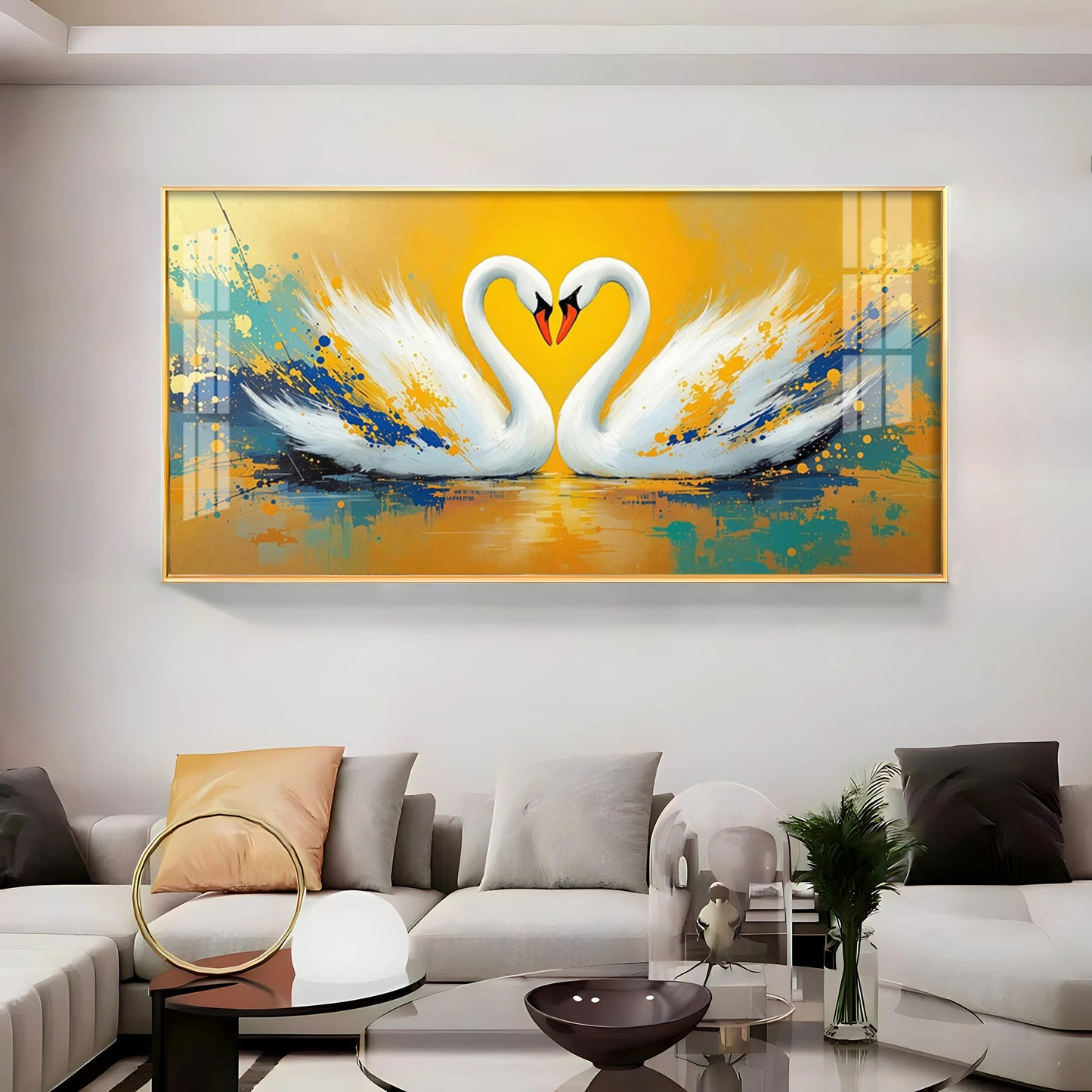 Beloved Swan Hugging Premium Acrylic Horizontal Wall Art