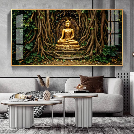 Buddha's Cosmic Refuge Premium Acrylic Horizontal Wall Art