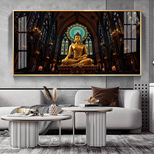 Radiant Peace Buddha Premium Acrylic Horizontal Wall Art