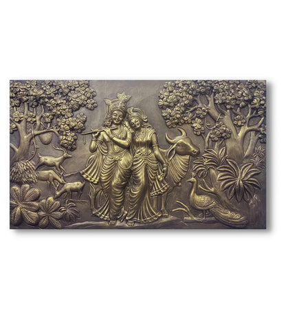 5x3 Feet Radha Krishna 3D Elevation Sculpture Relief Mural Wall Art