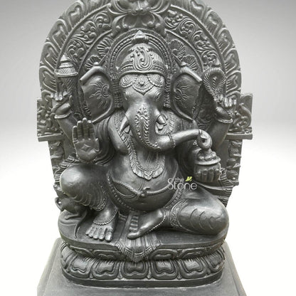 Black Stone Ganesha Murti 30″