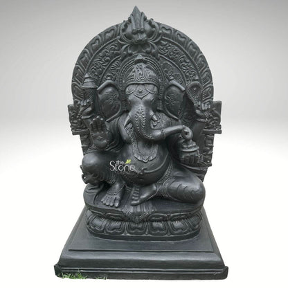 Black Stone Ganesha Murti 30″
