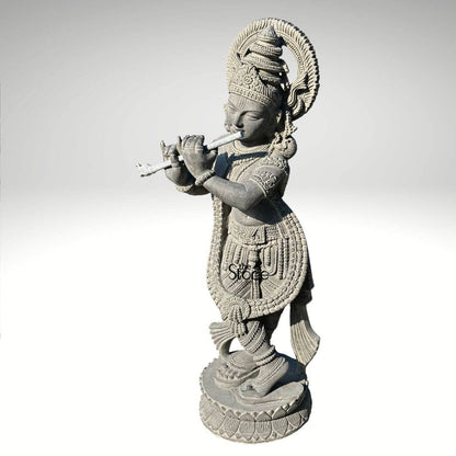 Black Stone Krishna Statue 3.5ft
