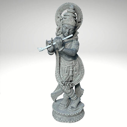 Black Stone Krishna Statue 3.5ft