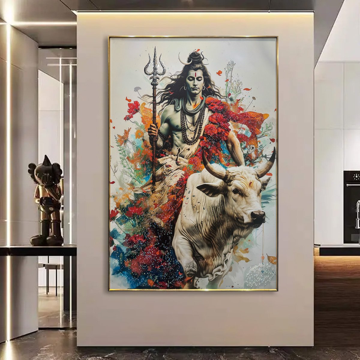 YF Shiva on Nandi Crystal Glass Painting