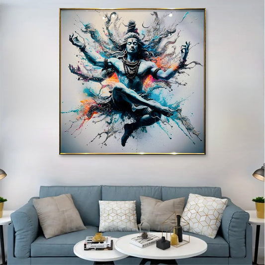 YF Ethnic Mahadev Crystal Glass Painting for Wall Decoration
