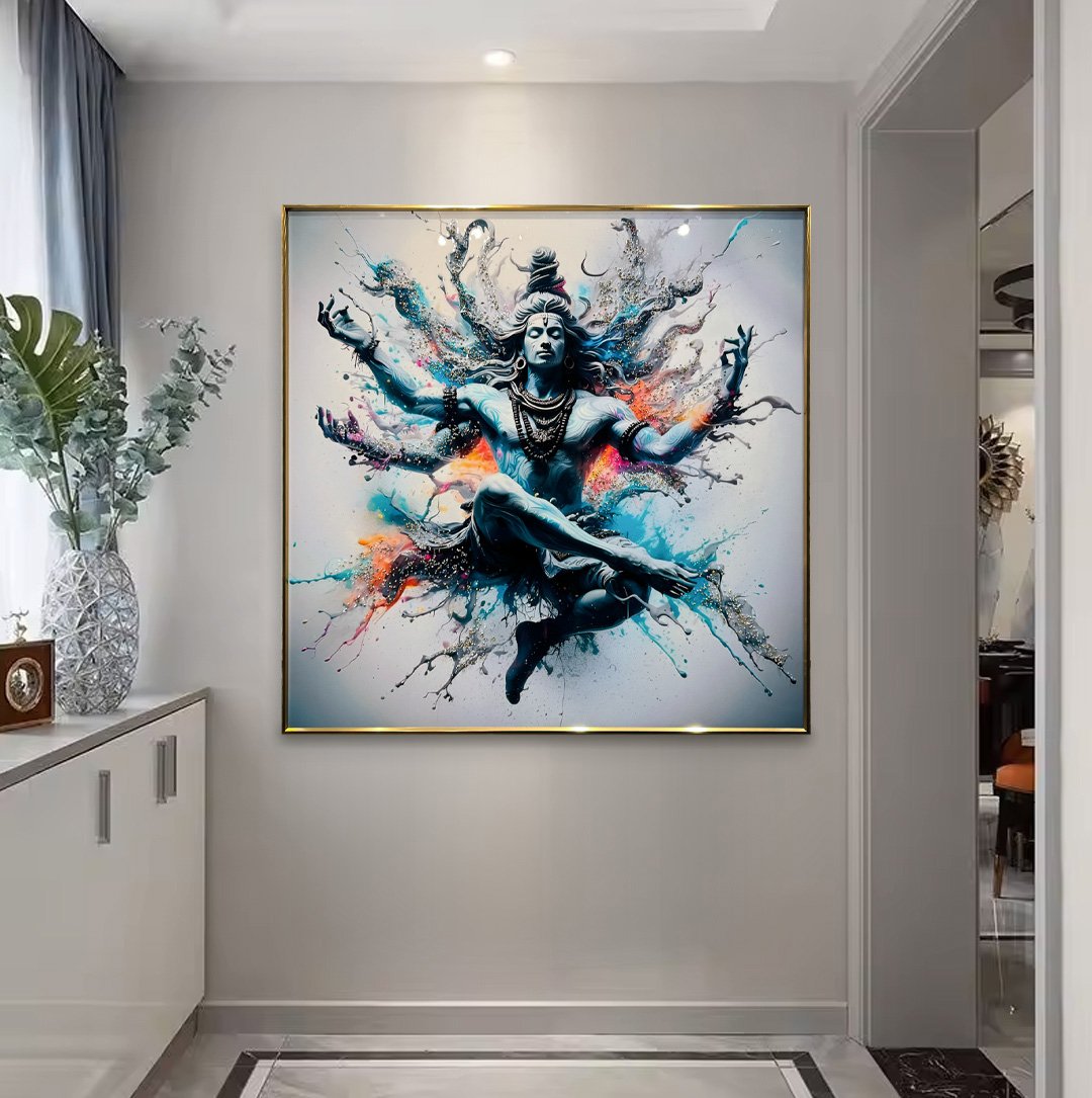 YF Ethnic Mahadev Crystal Glass Painting for Wall Decoration