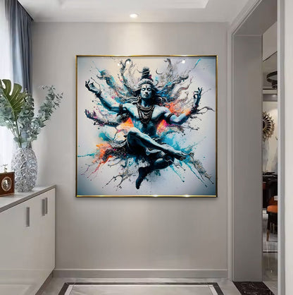 YF Ethnic Mahadev Crystal Glass Painting for Wall Decoration