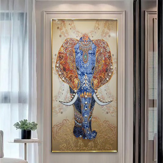 YF Royal Udaipur Elephant Crystal Glass Painting (with Pearls)