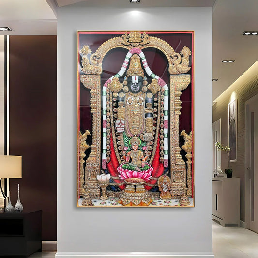 YF Lord Venkateswara with Laxmi Ji Crystal Glass Painting