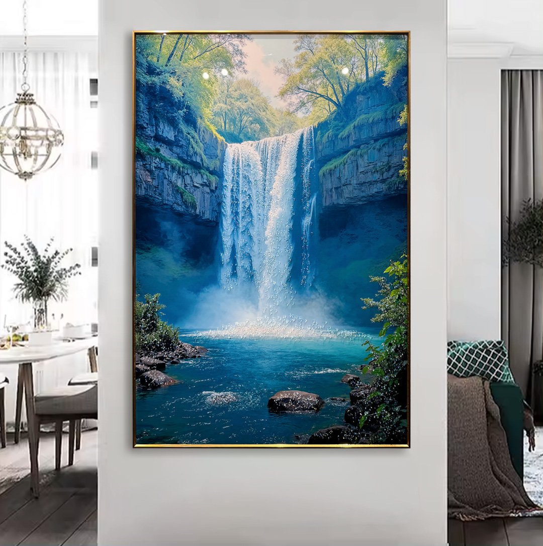 YF Nature’s Symphony Waterfall Crystal Glass Painting