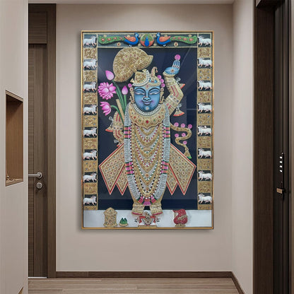 YF Eternal Grace Shreenathji Luxury Crystal Glass Painting