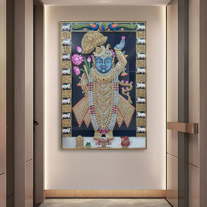 YF Eternal Grace Shreenathji Luxury Crystal Glass Painting