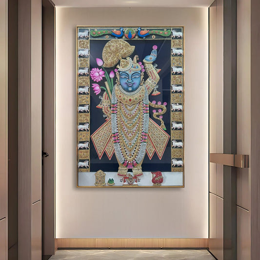 YF Eternal Grace Shreenathji Luxury Crystal Glass Painting