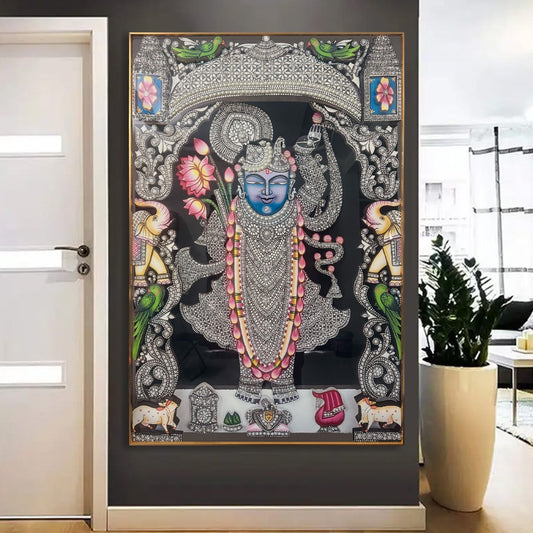 YF Crystal Glory Shreenathji Luxury Glass Painting