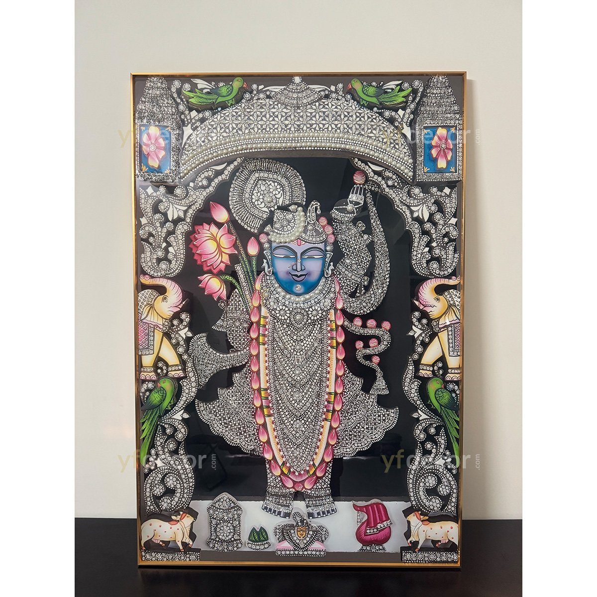 YF Crystal Glory Shreenathji Luxury Glass Painting