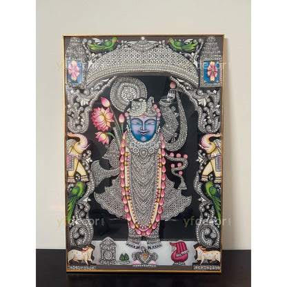 YF Crystal Glory Shreenathji Luxury Glass Painting