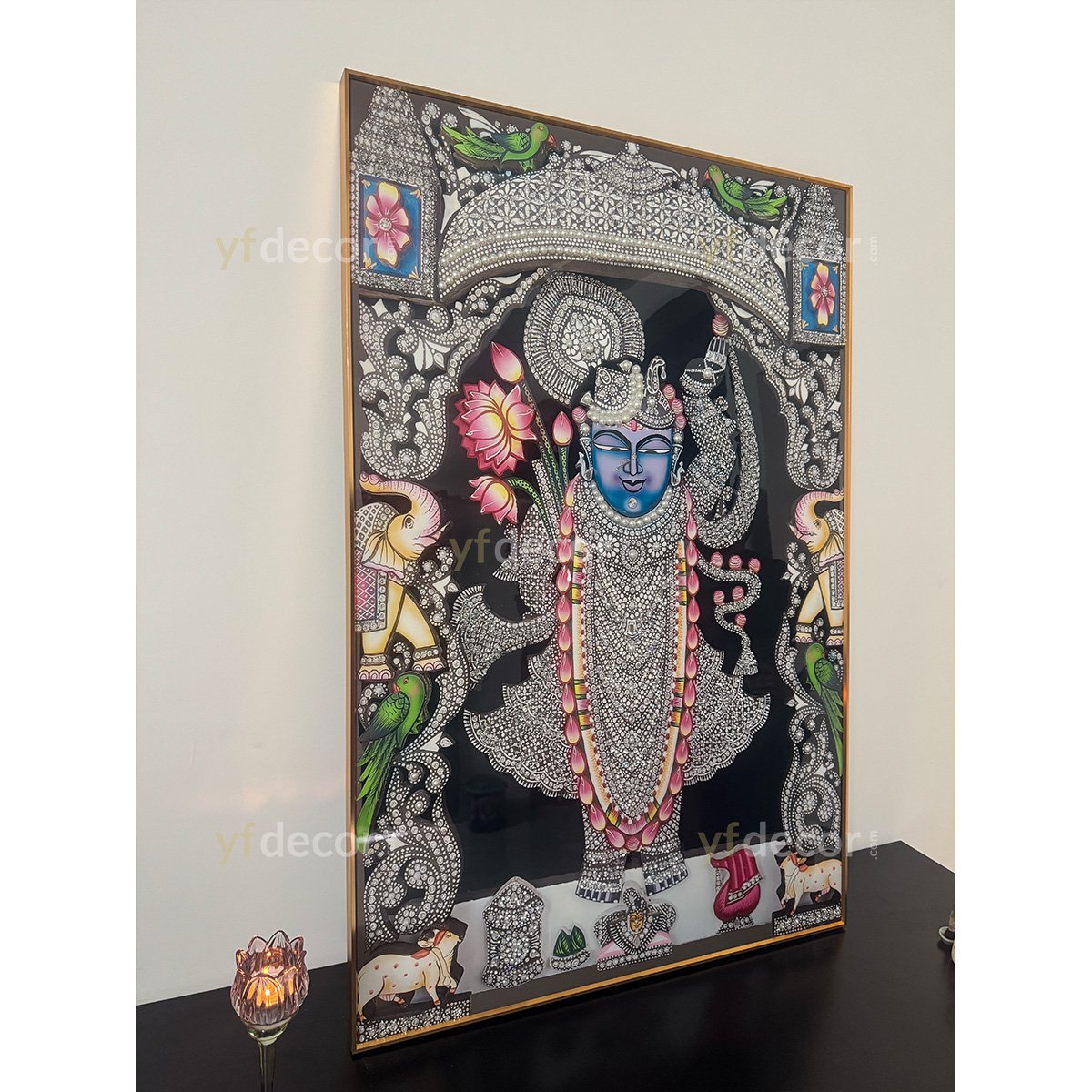 YF Crystal Glory Shreenathji Luxury Glass Painting