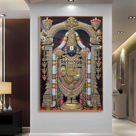 YF Modern Venkateswara Ji Luxury Crystal Glass Painting