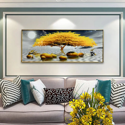 YF Golden Tree of Life Crystal Porcelain Painting