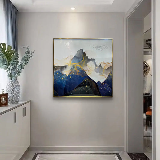 YF Blue Horizon Mountain Crystal Glass Painting