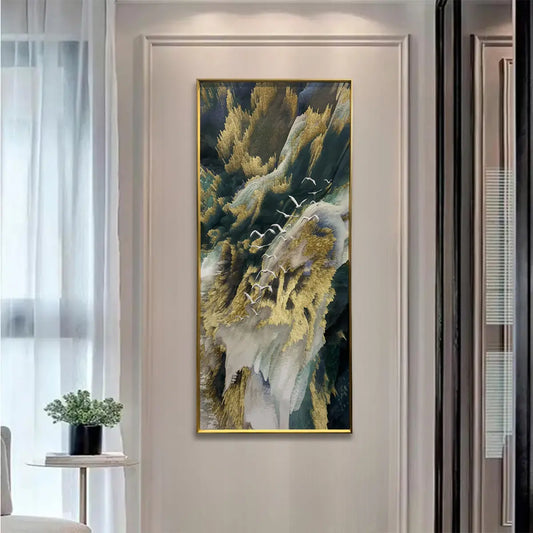 YF View from Mountain Top Framed Crystal Glass Wall Art