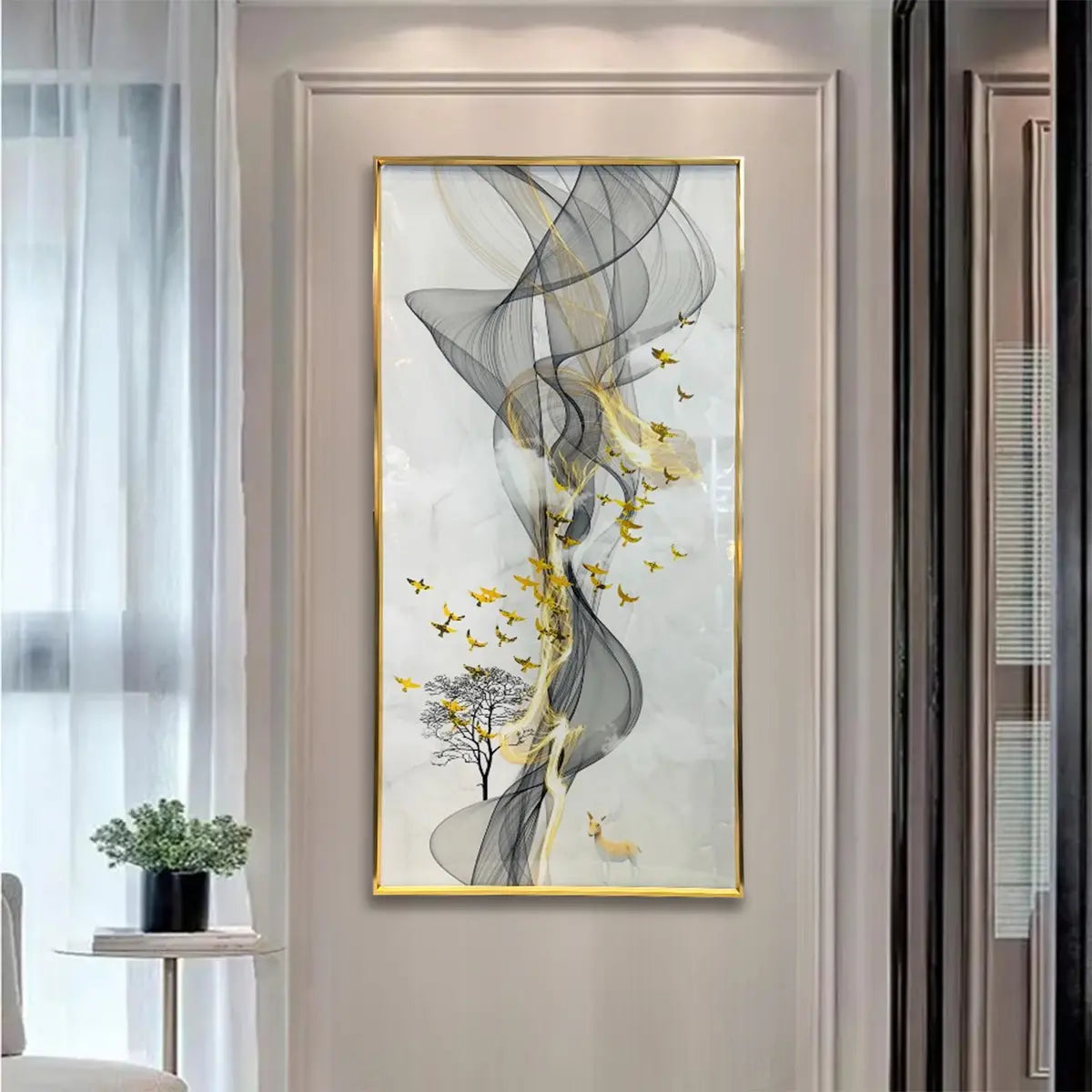 YF Legato Birds Flow Crystal Glass Painting