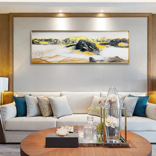 YF Snowy Mountains Framed Crystal Glass Painting