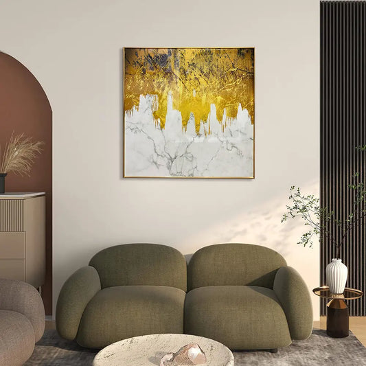 YF Golden Abstract Crystal Glass Painting